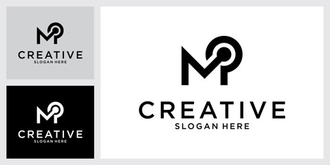MP or PM initial letter logo design vector