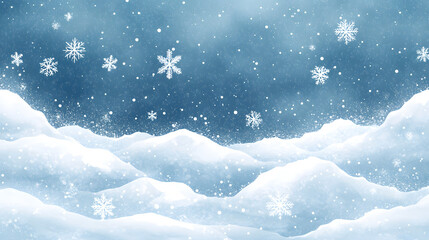 Panorama Blue Background white snowflakes vector illustration