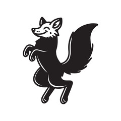 Obraz premium Fox vector illustration in black and white - Fox Silhouette Design 