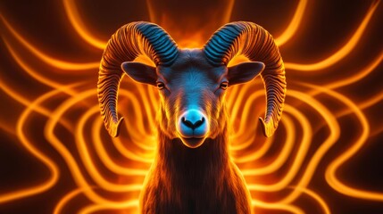 Aries leader, bold stance, fiery aura, dynamic background, confident personality