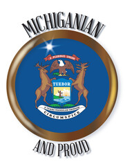 Fototapeta premium Michigan Proud Flag Button