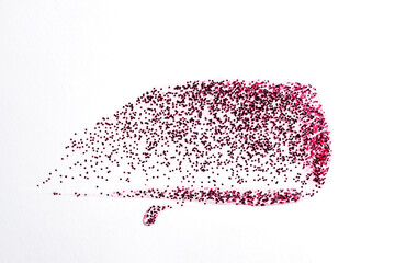 cosmetics swatch with transparent gel with glitters. pink glitter for face, body. Shimmer cosmetic gel for festive make up on whitr background, aesthetic beauty product texture