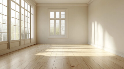 Modern bright interior empty room , table with chairs. Mock up, Living room in mansion.