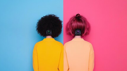 Gemini influencer, vibrant colors, dual cameras, dynamic content, engaging personality