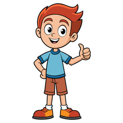 Cute Boy Thumbs Up Cartoon Vector Icon Illustration