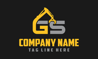 Letter GS Excavator Forestry Logo Design .