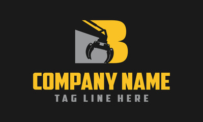 Letter B Excavator Forestry Logo Design .