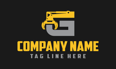 Letter G Excavator Forestry Logo Design .