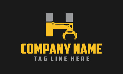 Fototapeta premium Letter H Excavator Forestry Logo Design .
