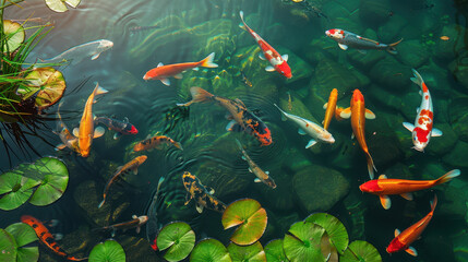 The Colorful Koi Fish Pond