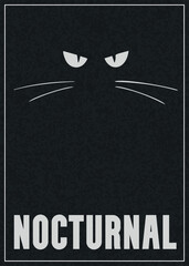 Eyes that pierce the night poster. Black cat poster. Nocturnal cat poster. © Mher