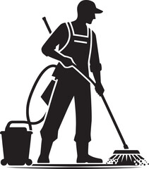 House cleaning person silhouette vector illustration isolated on a white background