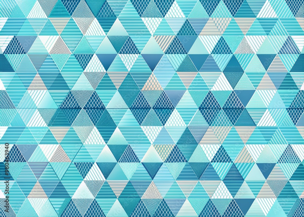 Wall mural seamless retro geometric pattern featuring light blue triangles and squares in abstract background w