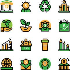 ESG (Environmental, Social and Corporate Governance) Icon Set