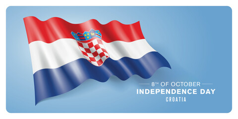 Croatia independence day vector banner, greeting card