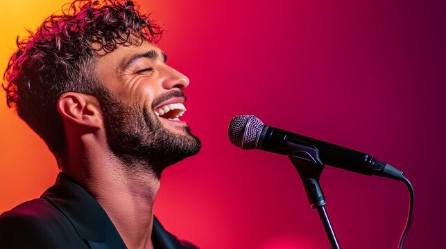 Sociable Gemini man with a microphone, showcasing versatility and communication skills