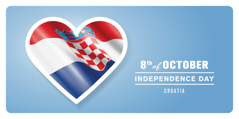 Croatia happy independence day greeting card, banner vector illustration