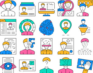 Kyc Know Your Customer Collection Icons Set Vector. Client Identification Card And Medical Information, Kyc Technology And Analysis Contour Illustrations