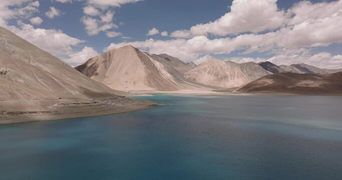 Aerial views of Pangong Lake, Ladakh
