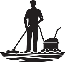 House cleaning person silhouette vector illustration isolated on a white background