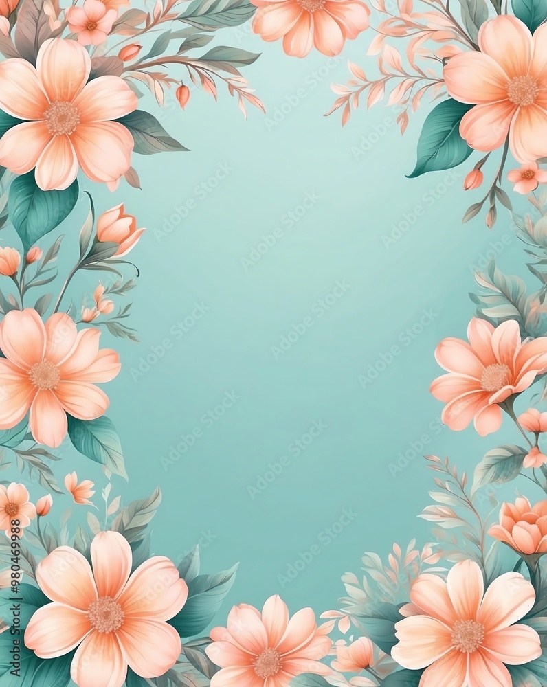 Canvas Prints Pastel floral pattern with peach to light pink gradient