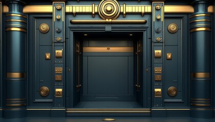 An Ornate Gold and Blue Doorway with Intricate Details
