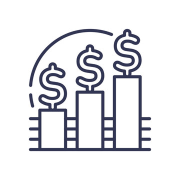 recommend clip art: Illustration of increasing dollar signs on bar graphs, symbolizing financial growth and investment returns.