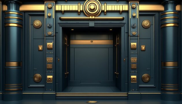 An Ornate Gold and Blue Doorway with Intricate Details