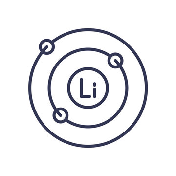 Diagram of a lithium atom with electron orbits, representing the chemical element Li.