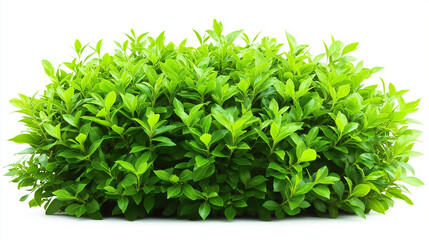 Obraz premium A lush green bush with vibrant leaves, standing out against a white background, ideal for landscaping, gardening, and nature-themed designs.