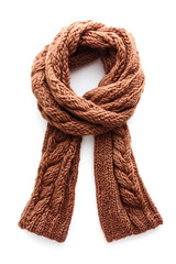 Soft, warm knitted scarf against a white backdrop