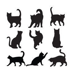 Big set of cat silhouettes