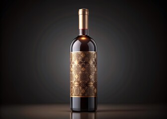Luxurious wine bottle mockup with premium label design and customizable text, ideal for showcasing elegant branding concepts and premium product packaging designs.