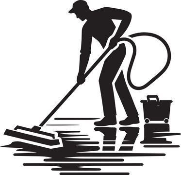 recommend clip art: House cleaning person silhouette vector illustration isolated on a white background