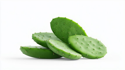 Fresh green cactus pads stacked together, showcasing their unique texture and vibrant color.