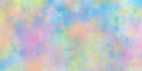 Holographic rainbow color paper texture, blur holographic rainbow foil iridescent panoramic texture with cloudy stains, amazing colorful abstract watercolor texture.