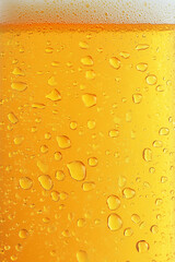 Close-up of yellow beer texture with white foam on top