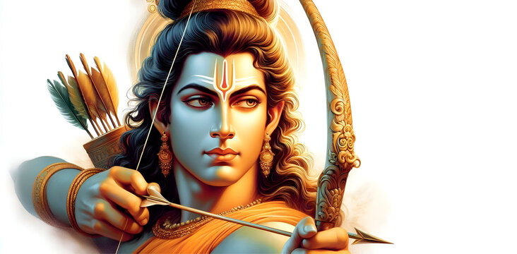 Shree Rama face art portrait design on white background