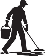 House cleaning person silhouette vector illustration isolated on a white background