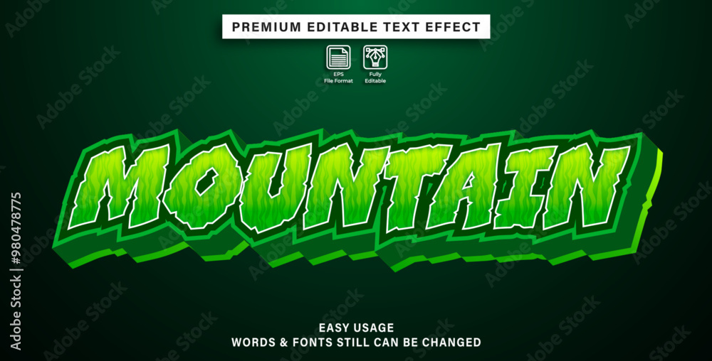 Poster editable text effect mountain style