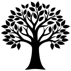 A tree silhouette vector on an isolated background 