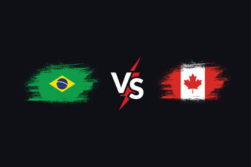 brazil vs canada grangy effect flag vector