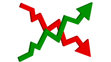 3d Dynamic Green Up and Red Down Arrow Vector Illustration for Business Finance Growth and Loss, Stock Business Graph Profit and Loss Chart-02-03