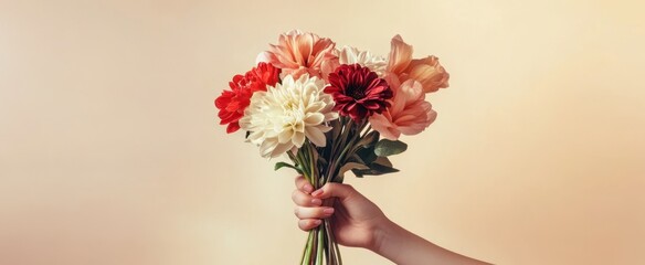 Fototapeta premium The Hand Holding Flowers
