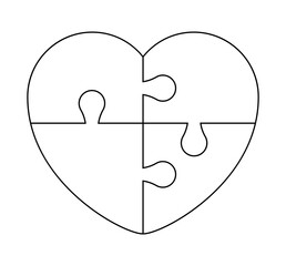 puzzle heart outline, jigsaw heart frame template, puzzle pieces