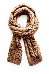 Soft, warm knitted scarf against a white backdrop