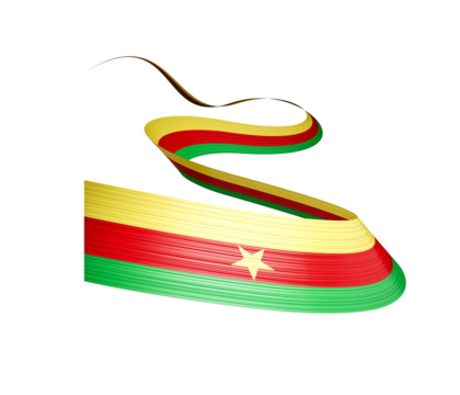 3d Flag Of Cameroon 3d Waving Ribbon Flag Isolated On White Background, 3d illustration

