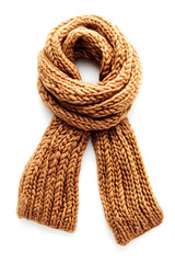 Cozy knitted scarf isolated on white background