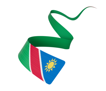 3d Flag of Namibia Country, 3d Waving Ribbon Flag of Namibia on Gray Background, 3d illustration
