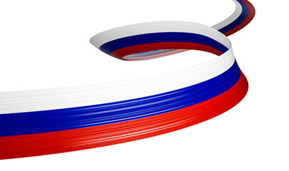 3d Flag Of Russia Country 3d Wavy Shiny Russia Ribbon On White Background, 3d illustration
